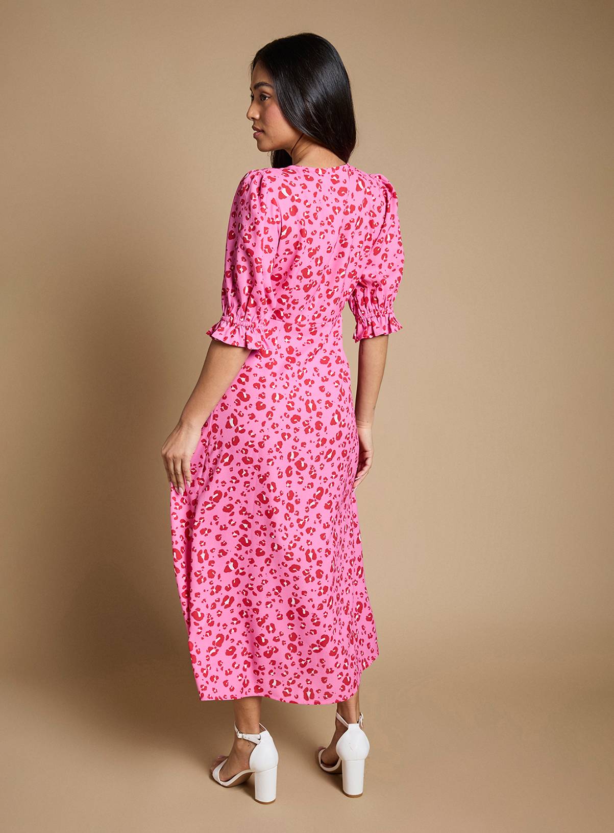 DOROTHY PERKINS Petite Animal Button Through Midaxi Dress 8 - Image 3